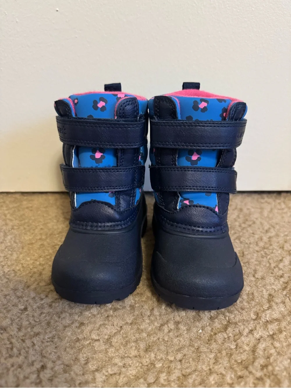 Carter's Deltha Toddler Girls Blue & Pink Leopard Print Winter Snow Boots